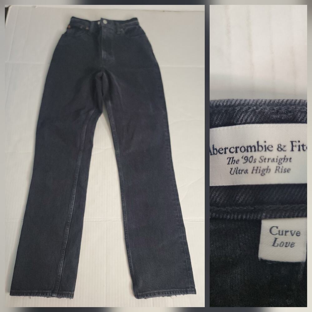 Abercrombie & Fitch Jeans 24 Black Curve Love 90s Straight Ultra Hi Rise